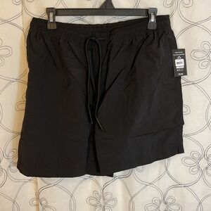 Men's No Boundaries Black Elastic Waist Nylon Shorts Above Knee Size Large 36–38